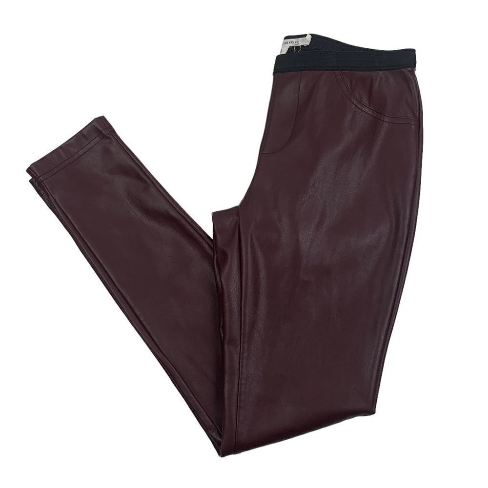 Avec Les Filles Vegan/Faux Leather Leggings Ox Blood/Burgundy Women's Size XS